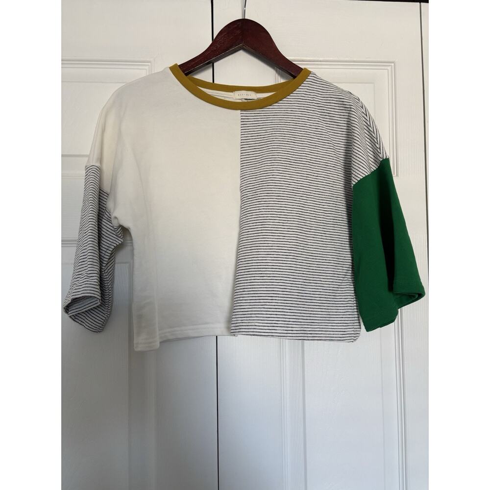 Women’s All:Row Colorblock Crop Top Green White Size Small
